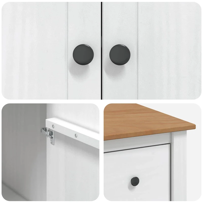 Kitchen Island Set PANAMA White and Honey Wax 112 x 77 x 90 cm