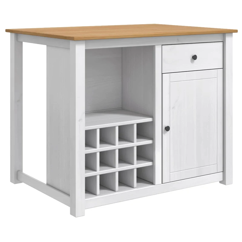 Kitchen Island Set PANAMA White and Honey Wax 112 x 77 x 90 cm