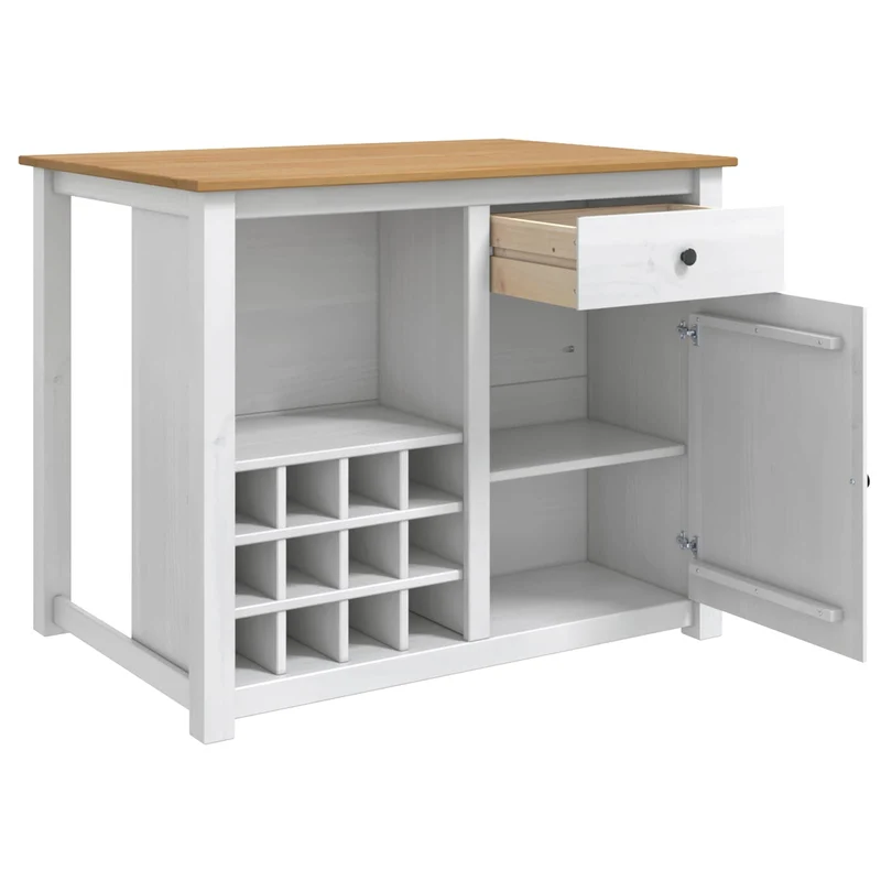 Kitchen Island Set PANAMA White and Honey Wax 112 x 77 x 90 cm