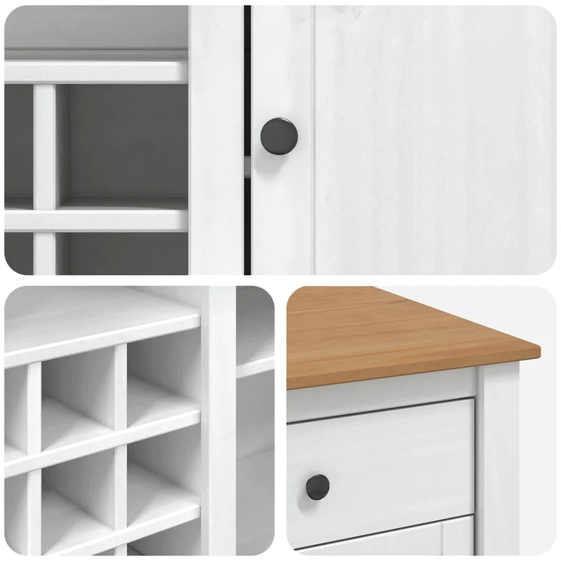 Kitchen Island Set PANAMA White and Honey Wax 112 x 77 x 90 cm