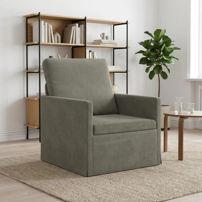 Armchair Light Grey 70 x 81 x 82 cm Corduroy Fabric