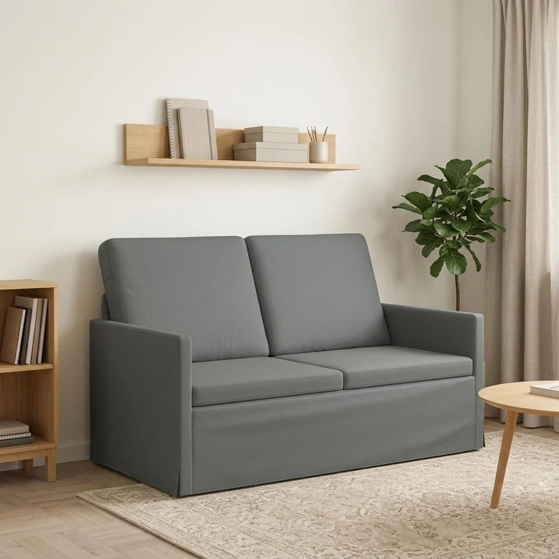 2 Seater Sofa Dark Grey 130 x 81 x 82 cm Fabric