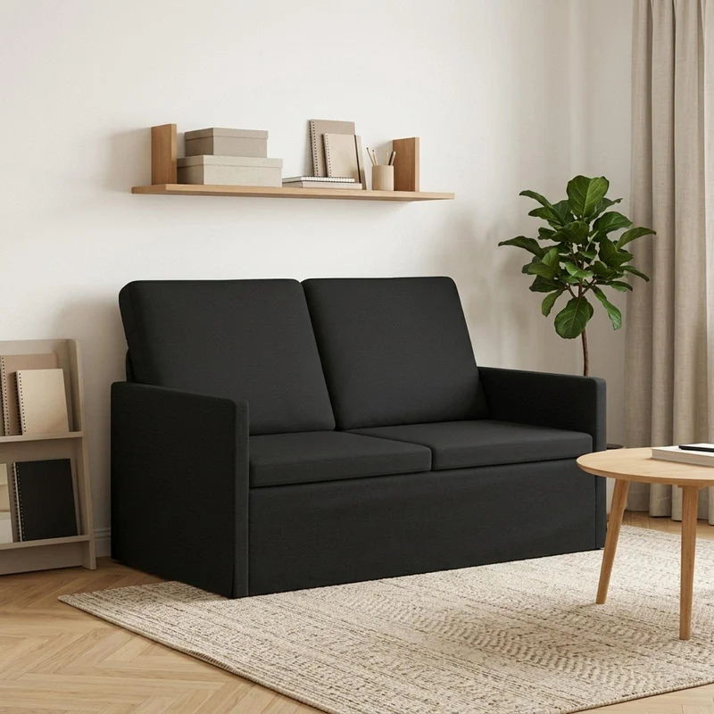 2 Seater Sofa Black 130 x 81 x 82 cm Fabric