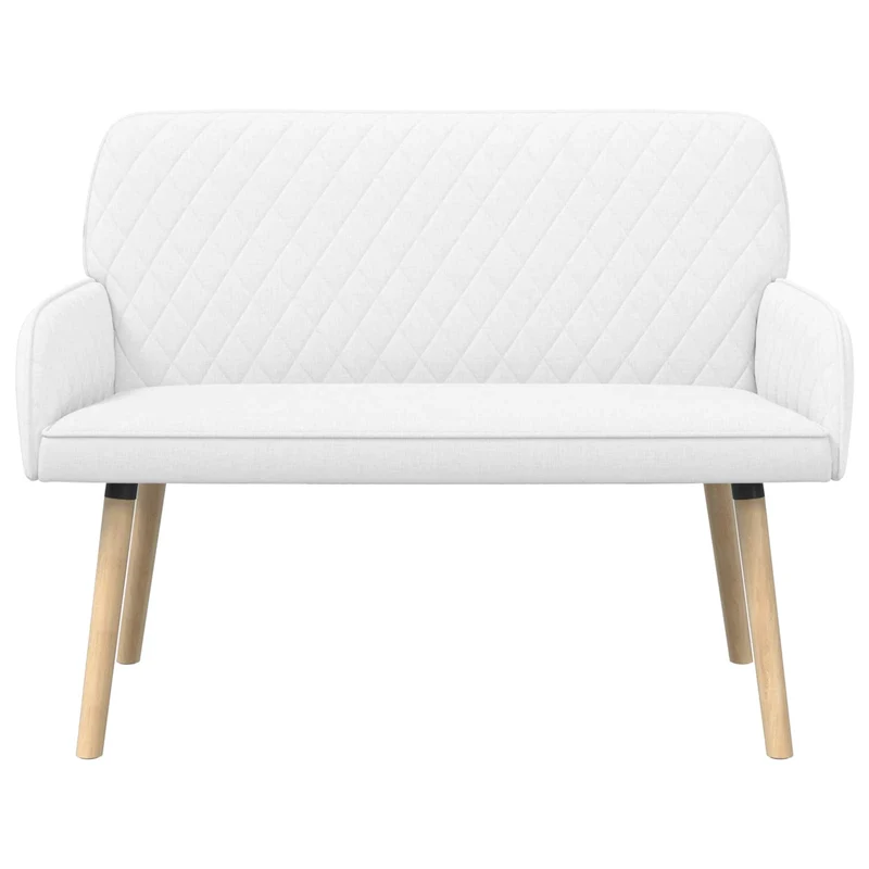 2 Seater Sofa with Solid Wood Legs 2-Seater White Linen Fabric