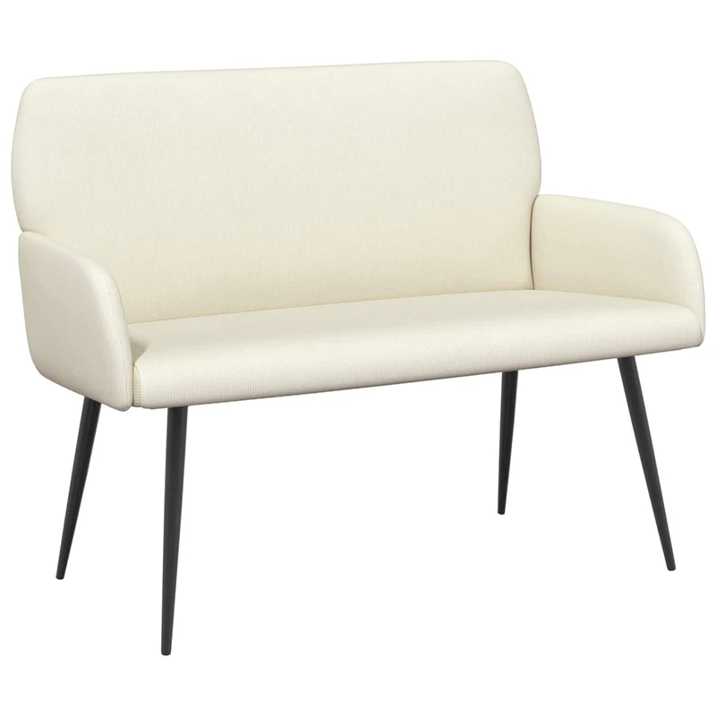2 Seater Sofa with Metal Legs 2-Seater Cream Corduroy Fabric