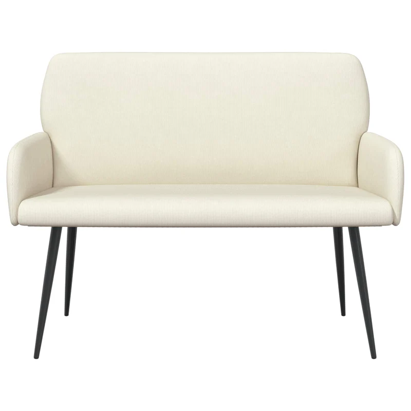 2 Seater Sofa with Metal Legs 2-Seater Cream Corduroy Fabric