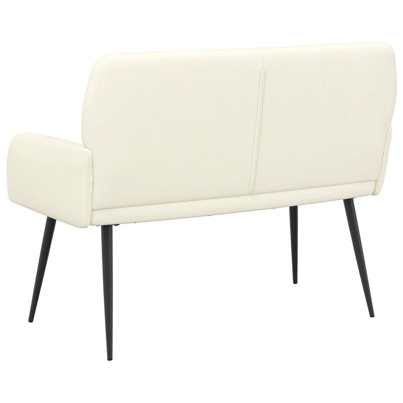 2 Seater Sofa with Metal Legs 2-Seater Cream Corduroy Fabric