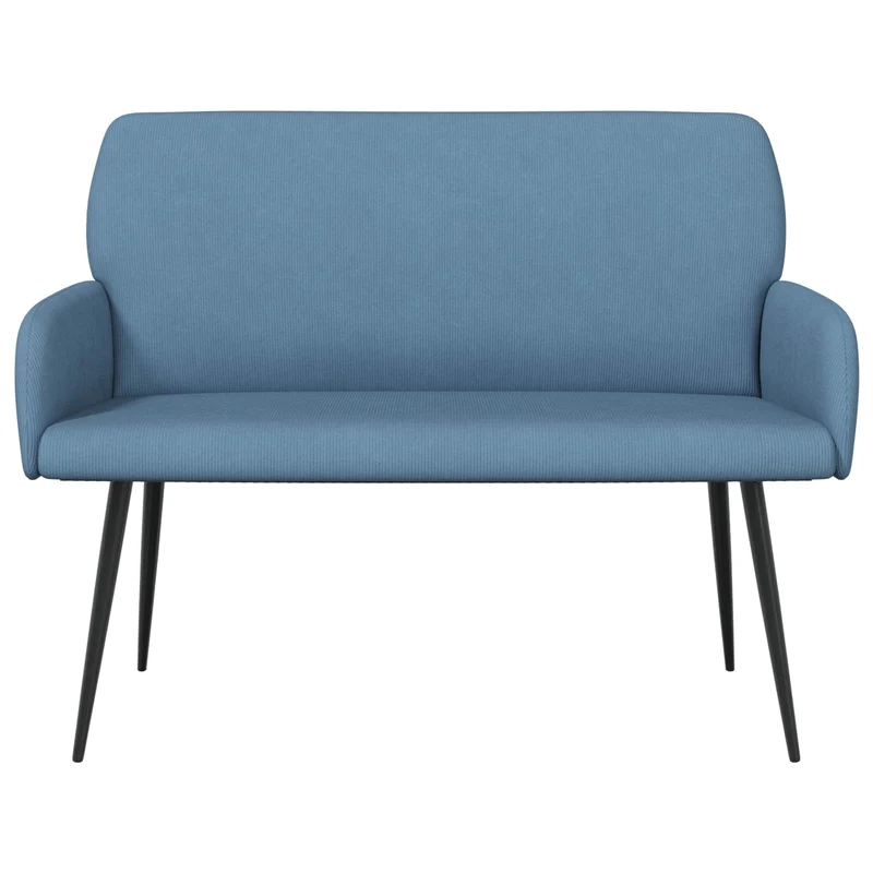 2 Seater Sofa with Metal Legs 2-Seater Blue Corduroy Fabric