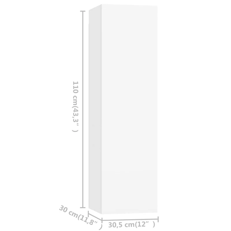 4 Piece TV Cabinet Set White Engineered Wood