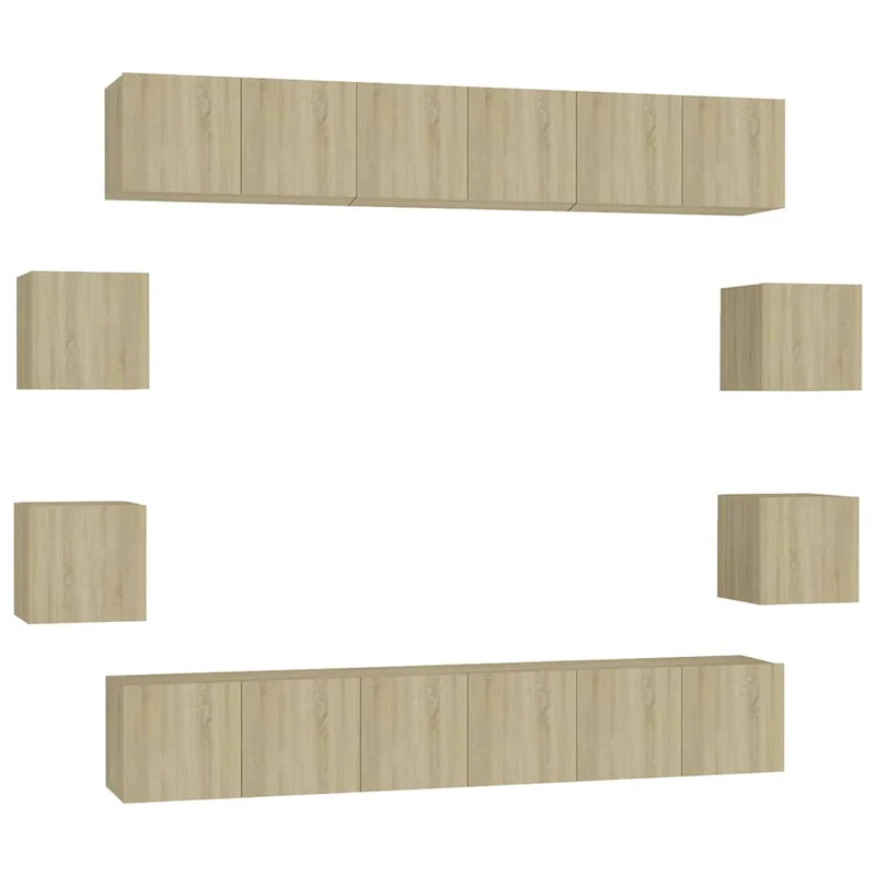 10 Piece TV Cabinet Set Sonoma Oak Engineered Wood