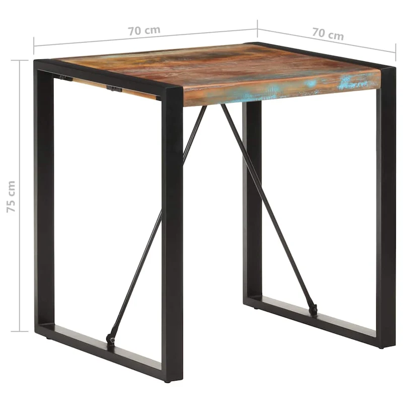 321597 vidaXL Dining Table 70x70x75 cm Solid Reclaimed Wood