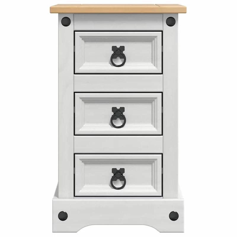 Bedside Table CORONA White 35 x 32.5 x 58 cm Solid Pine Wood