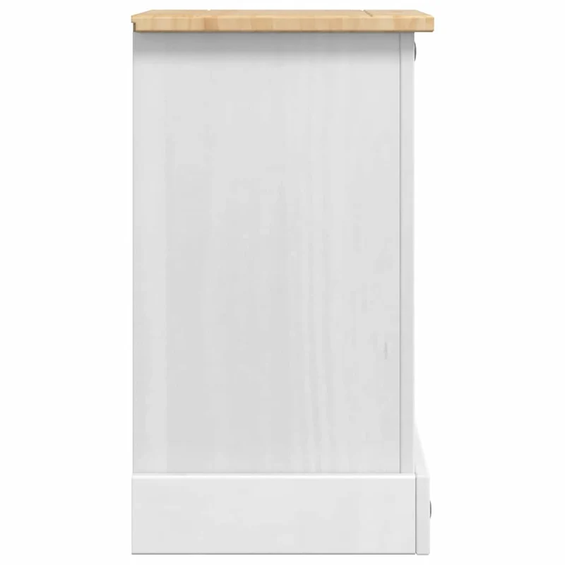 Bedside Table CORONA White 35 x 32.5 x 58 cm Solid Pine Wood
