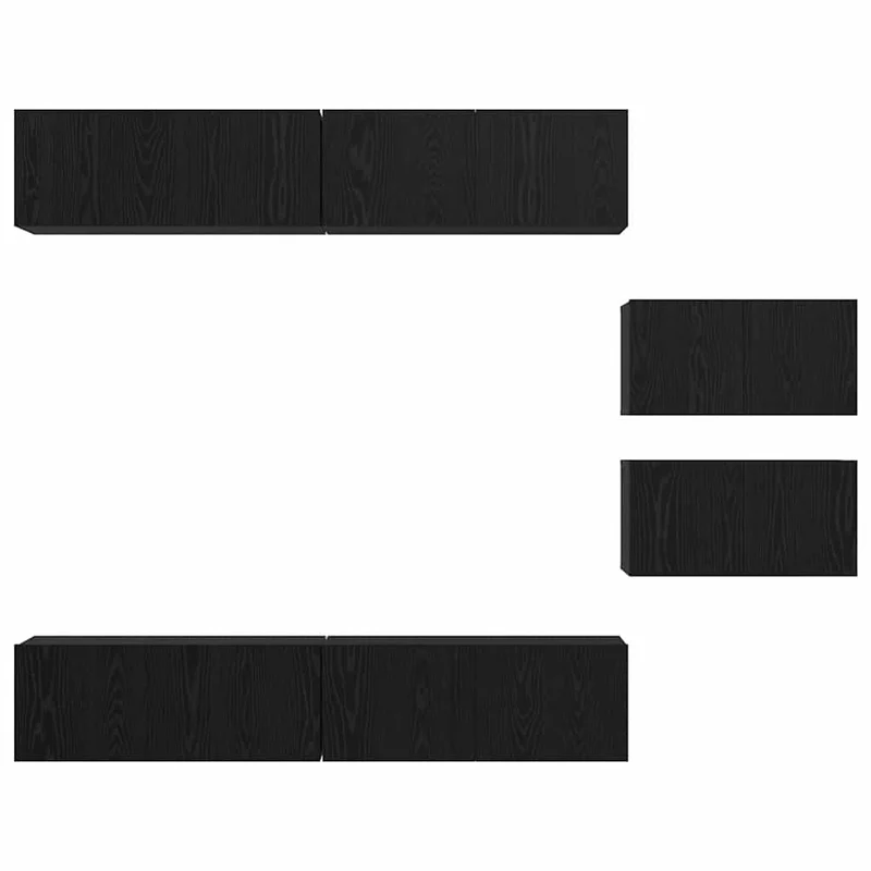 TV Cabinet Set 6 pcs Black Oak Engineered Wood