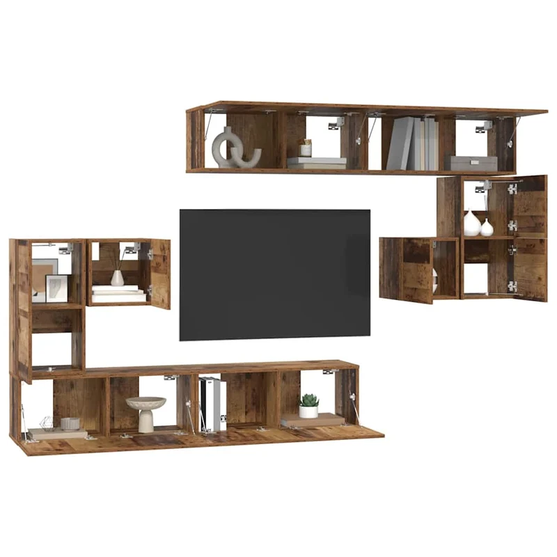 TV Units 4 pcs Old Wood Engineered wood