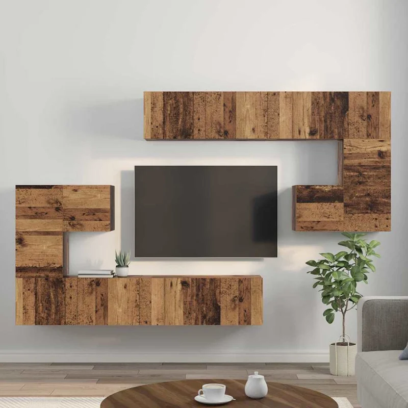 TV Units 4 pcs Old Wood Engineered wood