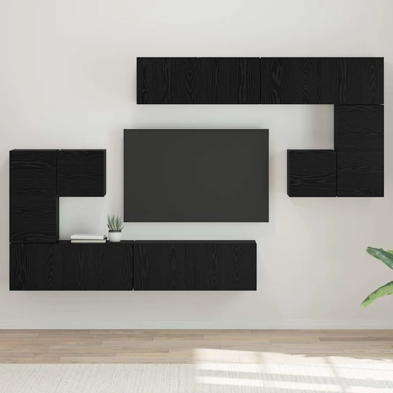TV Units 4 pcs Black Oak Engineered wood