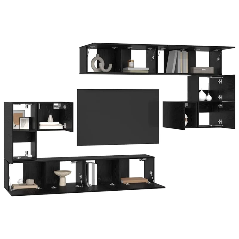 TV Units 4 pcs Black Oak Engineered wood