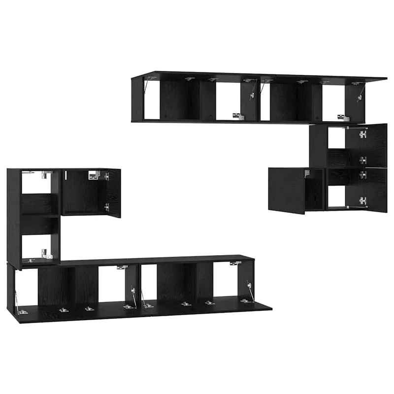 TV Units 4 pcs Black Oak Engineered wood