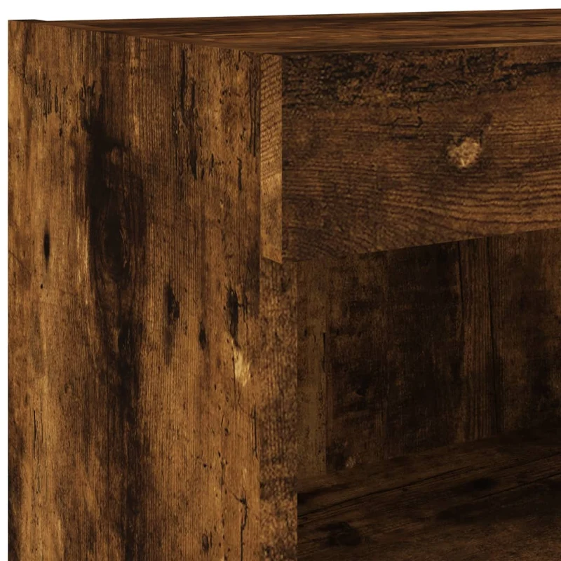 7 Piece TV Wall Cabinet Set with LED Lights Smoked Oak