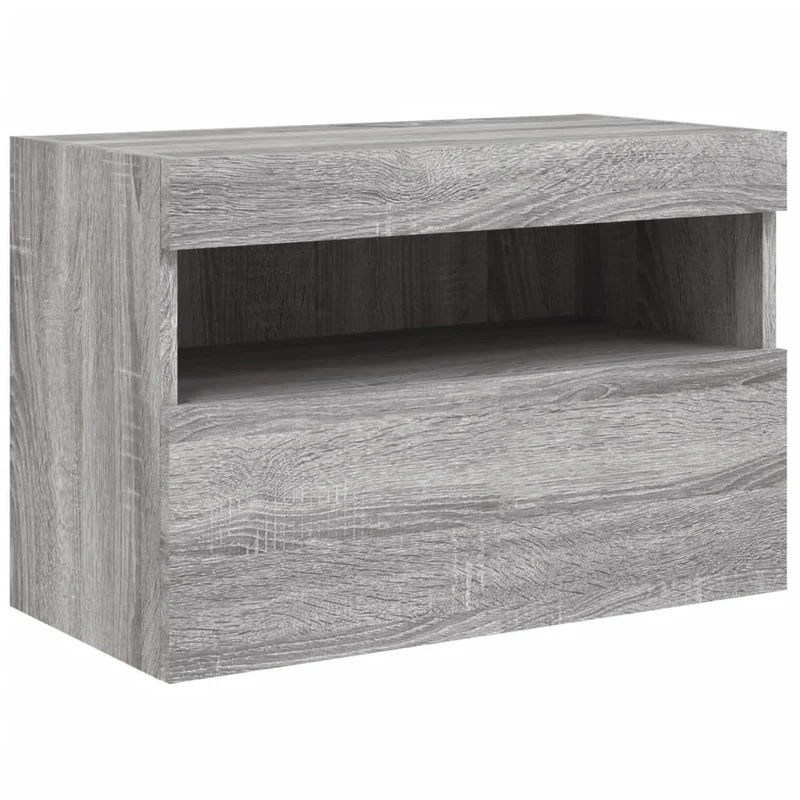 7 Piece TV Wall Cabinet Set with LED Lights Grey Sonoma