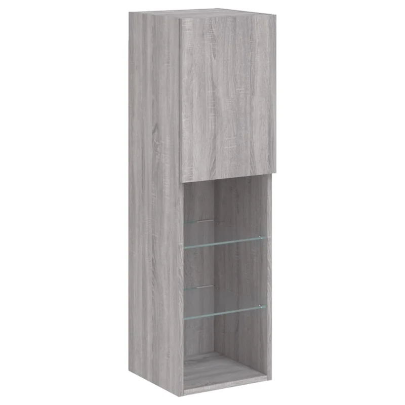 7 Piece TV Wall Cabinet Set with LED Lights Grey Sonoma