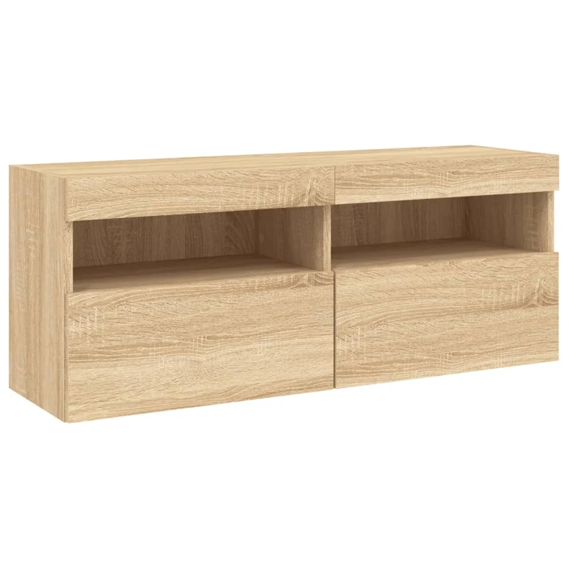7 Piece TV Wall Cabinet Set with LED Lights Sonoma Oak