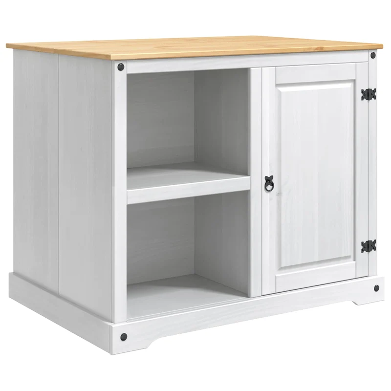 Kitchen Island Set 3 pcs White and Honey Wax 112 x 77 x 91.5 cm