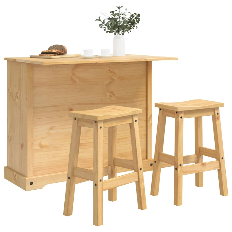 Kitchen Island Set 3 pcs CORONA Honey Wax 112 x 70 x 91.5 cm
