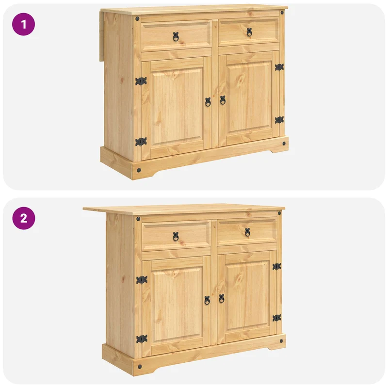 Kitchen Island Set 3 pcs CORONA Honey Wax 112 x 70 x 91.5 cm