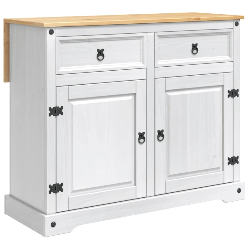 Kitchen Island Set 3 pcs CORONA White and Honey Wax