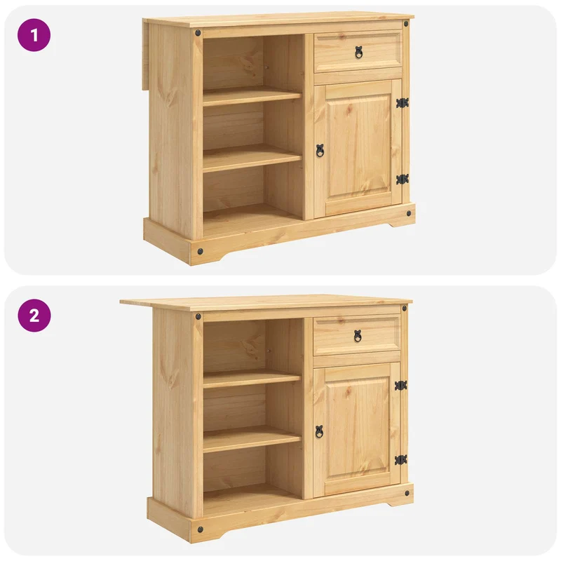 Kitchen Island Set 3 pcs Honey Wax 112 x 70 x 91.5 cm