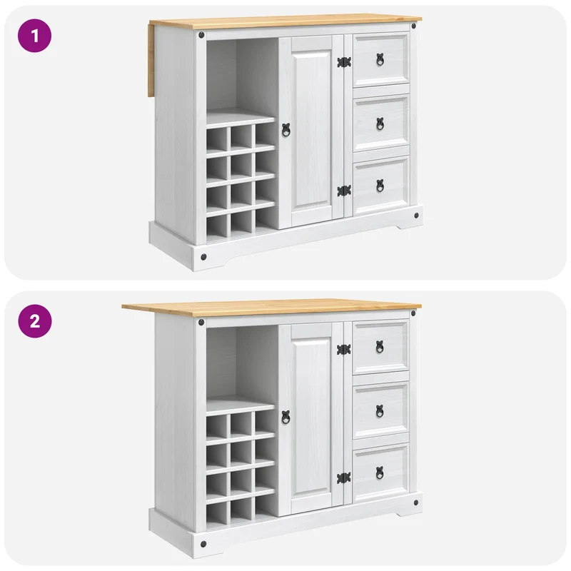 Kitchen Storage 3 pcs White and Honey Wax 112 x 70 x 91.5 cm