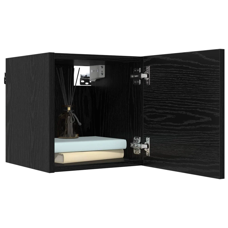TV Cabinet Set 10 pcs Black Oak Engineered Wood