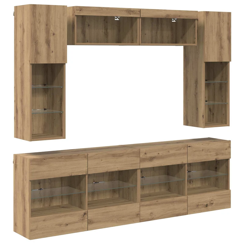 TV Wall Cabinet Set 6 pcs Artisan Oak Engineered Wood