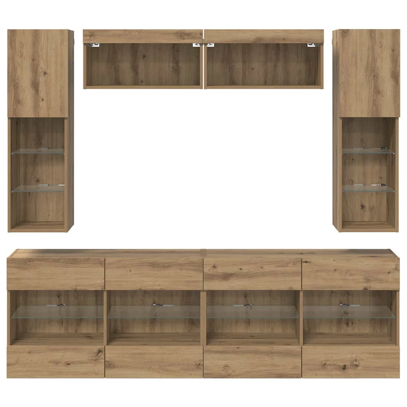 TV Wall Cabinet Set 6 pcs Artisan Oak Engineered Wood