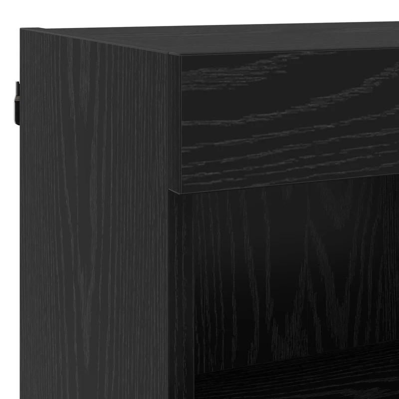 TV Wall Cabinet Set with LED 6 pcs Black Oak Engineered Wood