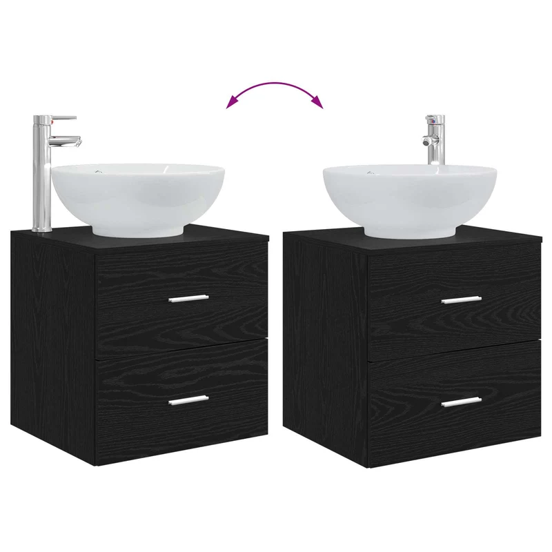 Bathroom Furniture Set 2 pcs Black Oak Engineered Wood