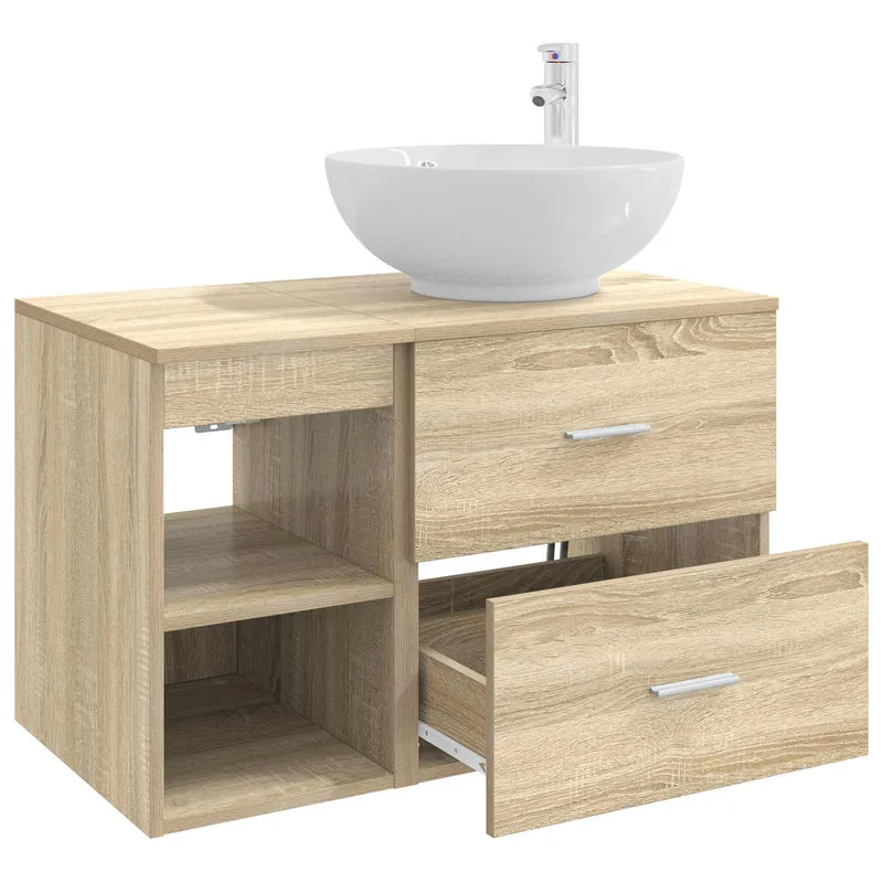 Bathroom Furniture Set 2 pcs Sonoma Oak Engineered Wood
