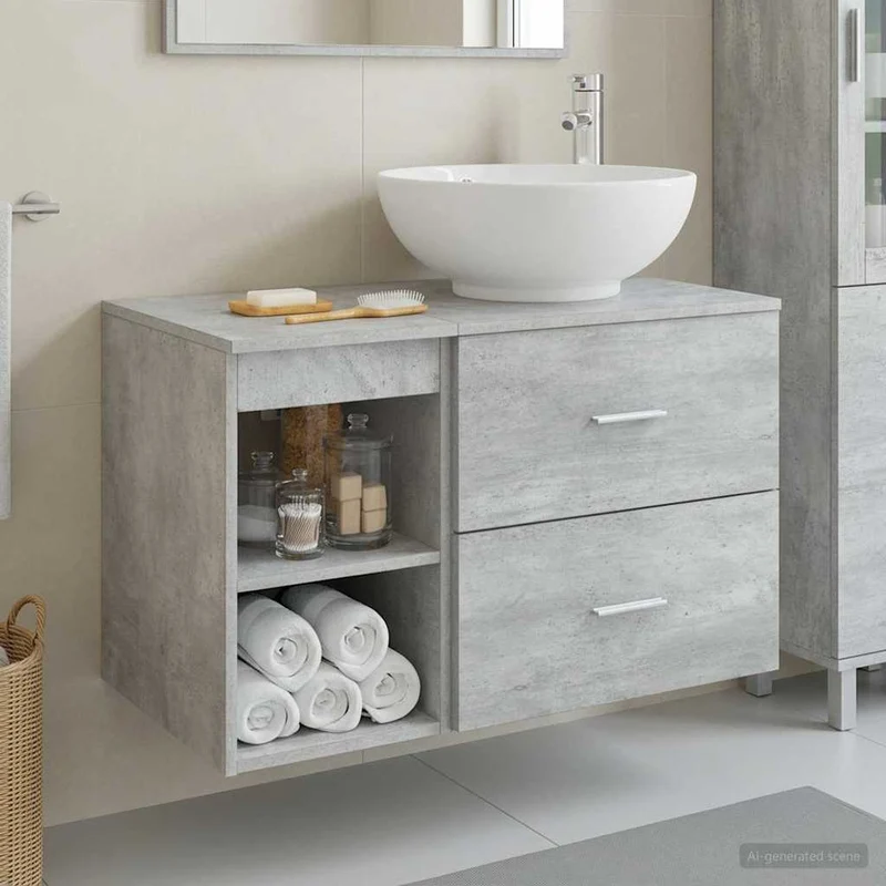 Bathroom Furniture Set 2 pcs Concrete Grey Engineered Wood