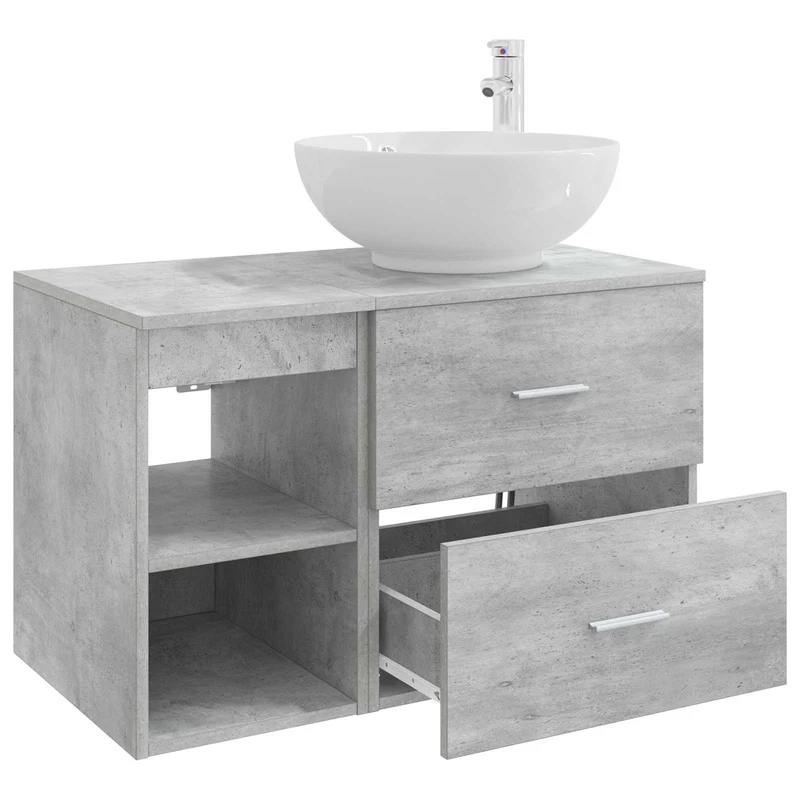 Bathroom Furniture Set 2 pcs Concrete Grey Engineered Wood
