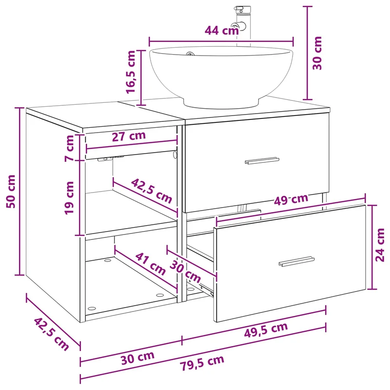 Bathroom Furniture Set 2 pcs Smoked Oak Engineered Wood