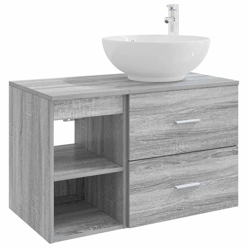 Bathroom Furniture Set 2 pcs Grey Sonoma Engineered Wood