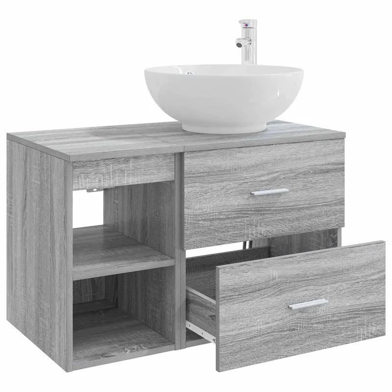 Bathroom Furniture Set 2 pcs Grey Sonoma Engineered Wood