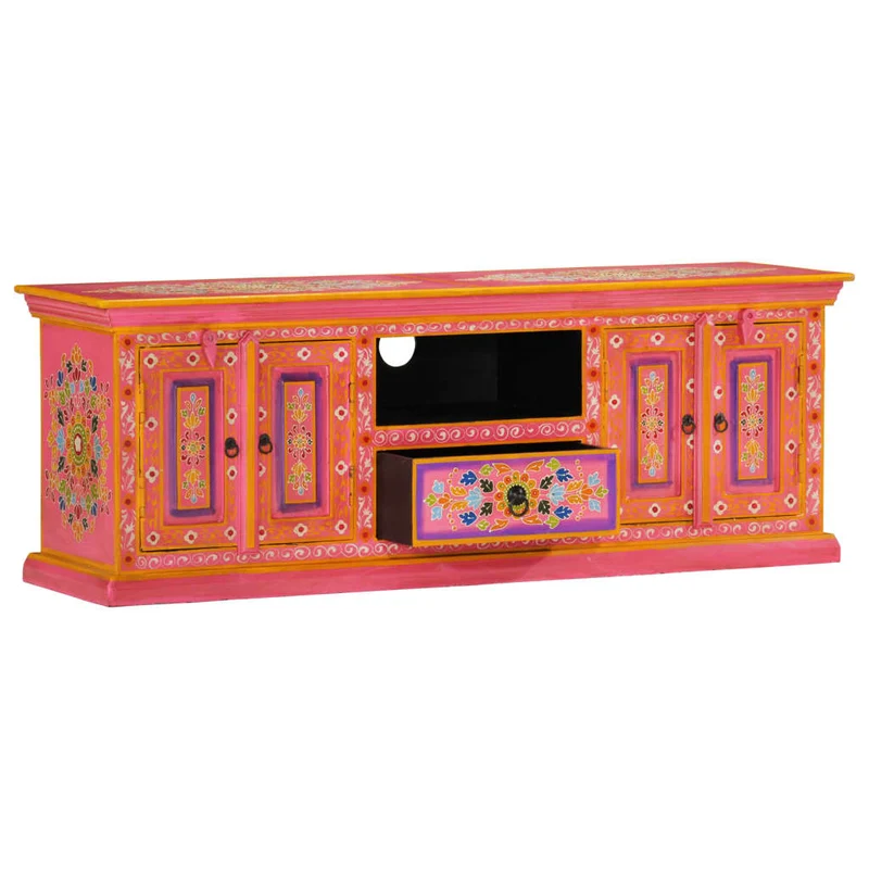 TV Cabinet Pink 110x30x40 cm Solid Wood Mango