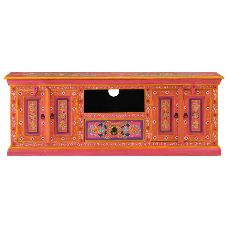 TV Cabinet Pink 110x30x40 cm Solid Wood Mango