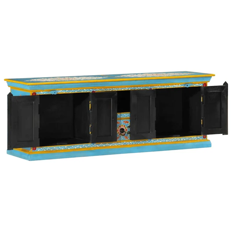 TV Cabinet Blue 110x30x40 cm Solid Wood Mango