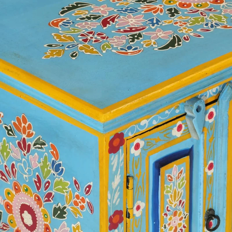 TV Cabinet Blue 110x30x40 cm Solid Wood Mango