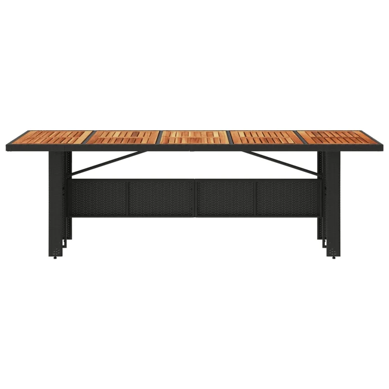 Garden Table with Acacia Wood Top Black 240x90x75cm Poly Rattan