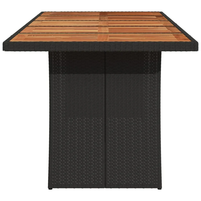 Garden Table with Acacia Wood Top Black 240x90x75cm Poly Rattan